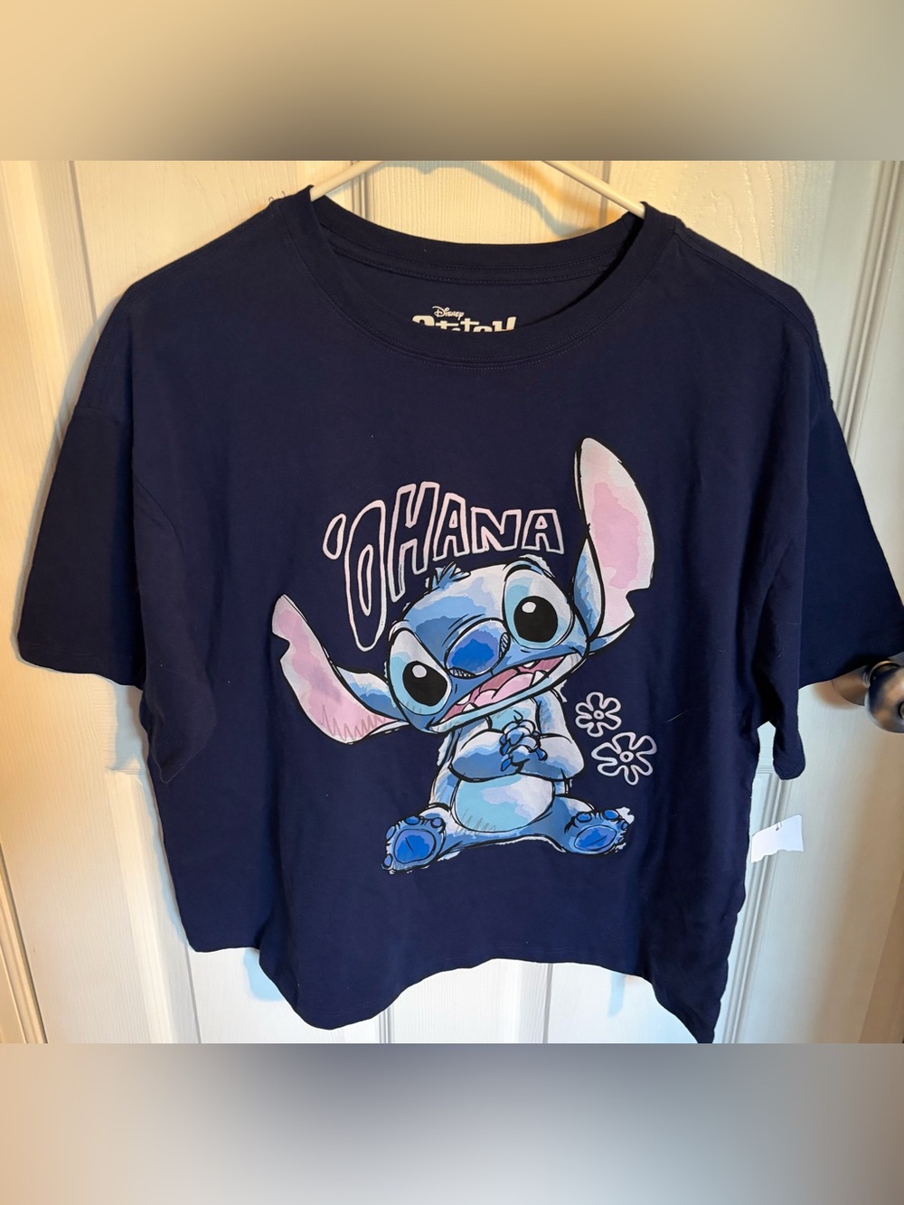 Disney Stitch Cropped Shirt, Women’s Size Large NWT